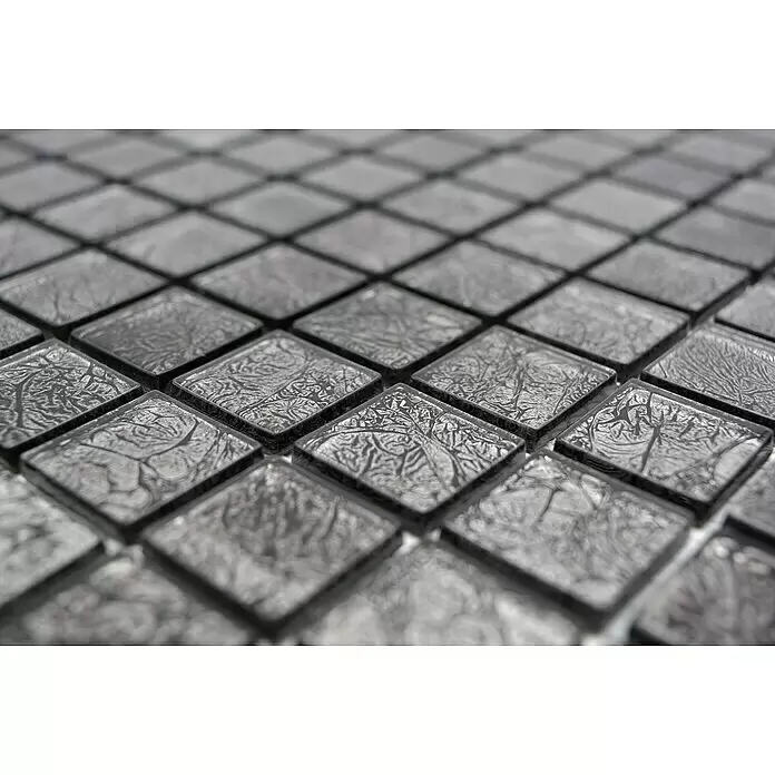 Mosaikfliese Quadrat Crystal Uni CM 4BL12 - 30 x 30 cm, Schwarz, Glänzend - Detailaufnahme
