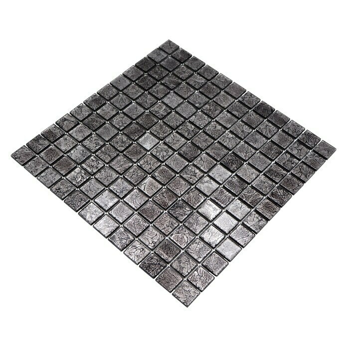 Mosaikfliese Quadrat Crystal Uni CM 4BL12 (30 x 30 cm, Schwarz, Glänzend)