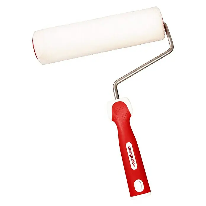 swingcolor Farbroller Spritzfrei-Roller - Breite Walze: 25 cm, Bügelstärke: 8 mm - Farbwoller mit rotem Griff der Marke Swingcolor. Geeignet für Wandfarben und Lacke, für ein gleichmäßiges Ergebnis beim Streichen und Lackieren.