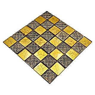 Mozaik pločica Quadrat Crystal Mix XCM 8OP7 (30 x 30 cm, Zlatne boje, Sjaj)