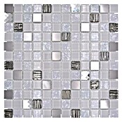 Mosaikfliese Quadrat Crystal Mix CM 424 (30 x 30 cm, Weiß/Silber, Glänzend)