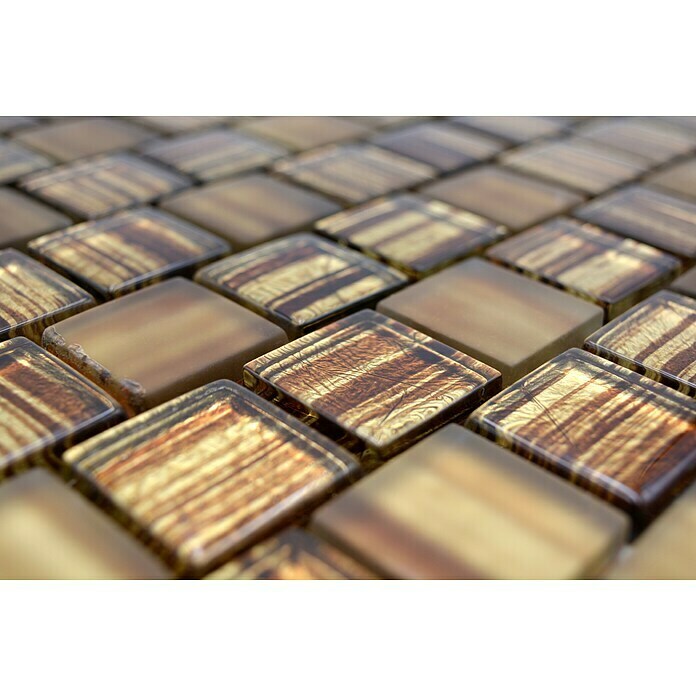 Mosaikfliese Quadrat Crystal Struktur XCM CF85 (28,6 x 31,8 cm, Braun, Glänzend)