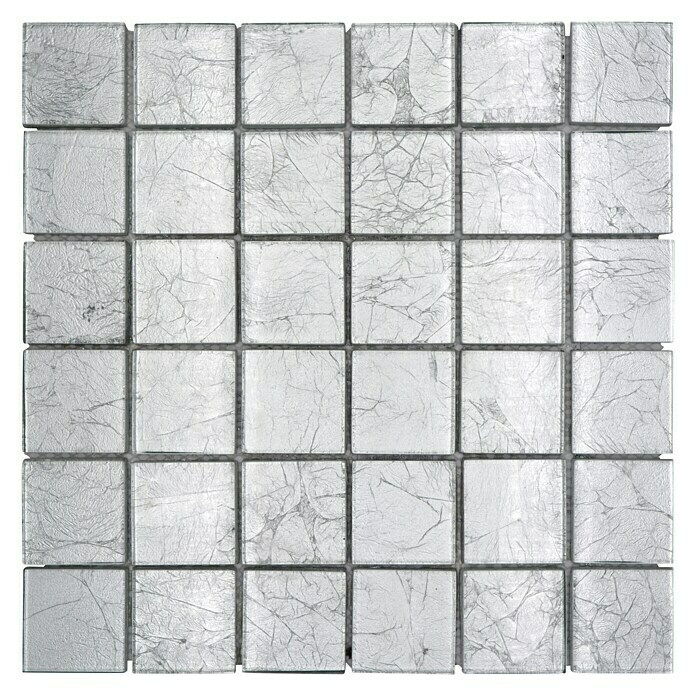 Mosaikfliese Quadrat Crystal Uni XCM 8SB26 (30 x 30 cm, Silber, Glänzend)