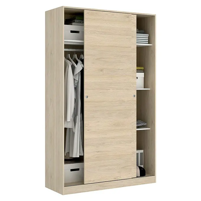 Dekit Armario de puertas correderas Slide Plus - L x An x Al: 50 x 120 x 204 cm, Natural - Un armario espacioso con puertas correderas y estantes ofrece un amplio espacio para ropa y accesorios. Ideal para dormitorios.