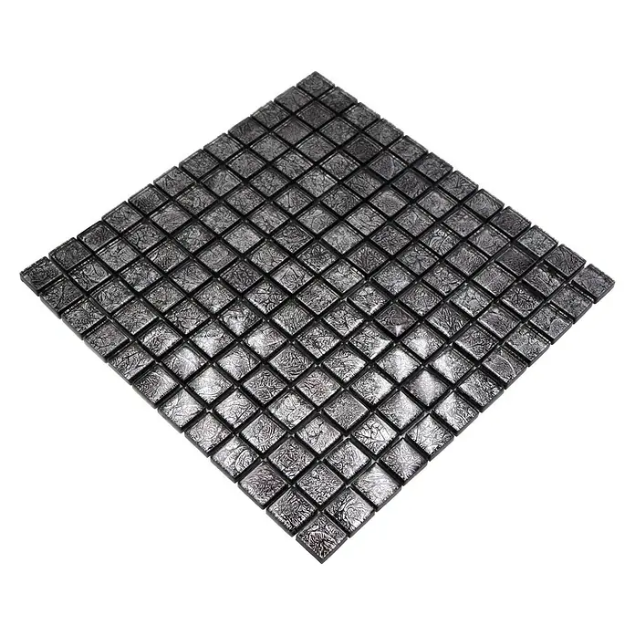 Mosaikfliese Quadrat Crystal Uni XCM 8BL17 - 30 x 30 cm, Schwarz, Glänzend - Quadratische Fliese mit filigranem Muster, perfekt für stilvolle Wand- oder Bodengestaltungen mit einem Hauch von Eleganz und Individualität.