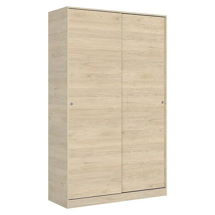 Dekit Armario de puertas correderas Slide Plus - L x An x Al: 50 x 120 x 204 cm, Natural - Un armario moderno con dos puertas correderas con un acabado de madera clara. Práctico y elegante para cualquier dormitorio.