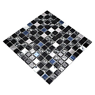 Mozaik pločica Quadrat Crystal Mix CM 426 (30 x 30 cm, Crne-srebrne boje, Sjaj)