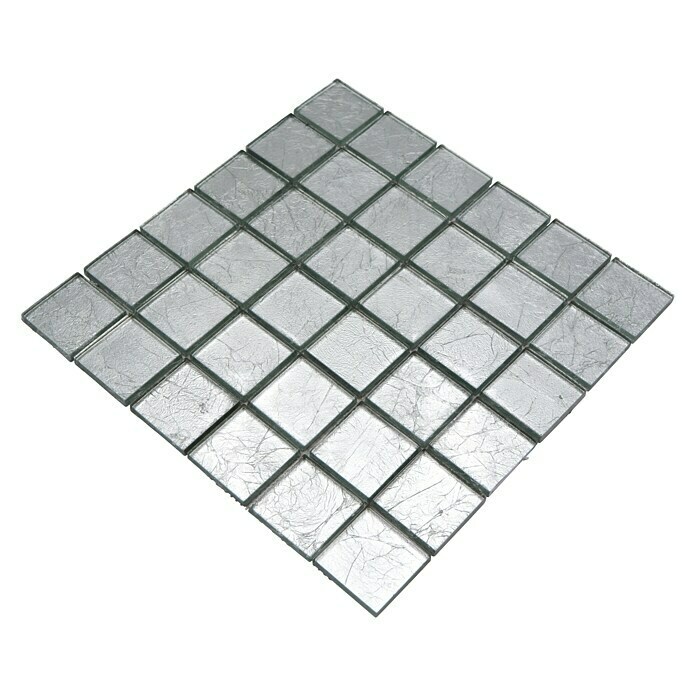 Mosaikfliese Quadrat Crystal Uni XCM 8SB26 (30 x 30 cm, Silber, Glänzend)