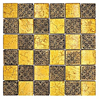 Mosaikfliese Quadrat Crystal Mix XCM 8OP7 (30 x 30 cm, Gold, Glänzend)