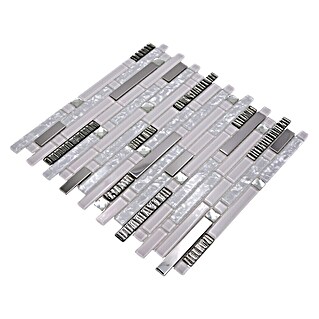 Mozaik pločica Verbund Crystal CM GV498 (29,8 x 30,4 cm, Bijelo-srebrne boje, Sjaj)