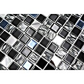 Mozaïektegel Quadrat Crystal mix CM 426 (30 x 30 cm, Zwart/Zilver, Glanzend)