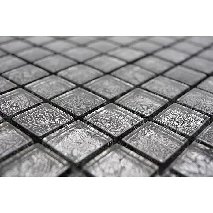 Mosaikfliese Quadrat Crystal Uni XCM 8BL17 - 30 x 30 cm, Schwarz, Glänzend - Detailaufnahme