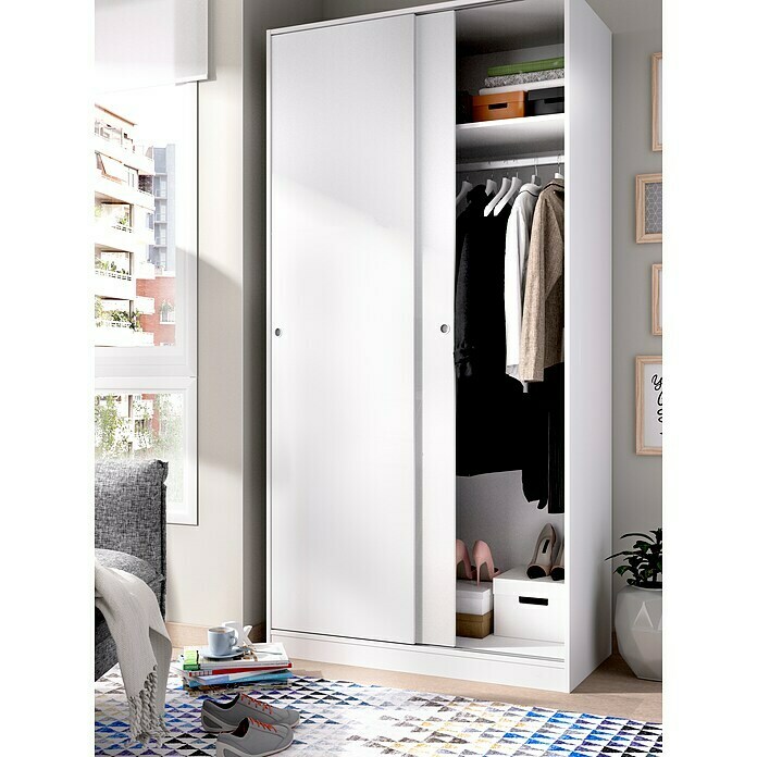 Armario con puertas correderas 1m estructura y puertas color blanco armario  paperflow estructura de