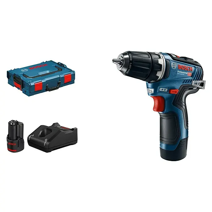 Bosch Professional Akku-Bohrschrauber GSR 12V-35 - 12 V, 2 Akkus, 3 Ah - Akku-Bohrschrauber von Bosch Professional mit Zubehör, ideal für professionelle Anwendungen.