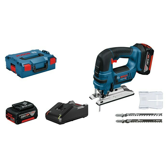 Bosch Professional Akku-Stichsäge GST 18 V-LI B18 V, 2 Akkus, 4 Ah, Leerlaufhubzahl: 0 - 2.700 Hübe/min Diagonal View