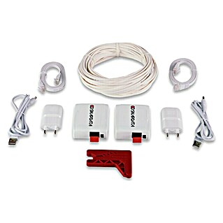 Cable de fibra óptica Kit básico (Blanco, Largo: 20 m)