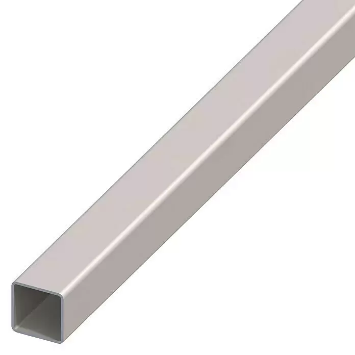 Kantoflex Vierkantrohr - 2.000 x 20 x 20 mm, Stärke: 1,5 mm, Stahl, Stahlgrau - Silberfarbenes quadratisches Hohlprofil aus Metall.
