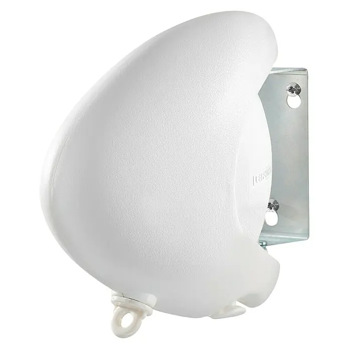 Leifheit Wandwäschetrockner Rollfix 80 Single Longlife - Länge Wäscheleine: 8 m, 18,5 cm, Farbe: Weiß - Detailaufnahme eines weißen Wandfenders mit Halterung, ideal zum Schutz von Bootsrümpfen vor Beschädigungen.