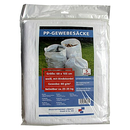 Gewebesack (60 x 105 cm, Polypropylen, 5 Stk.)