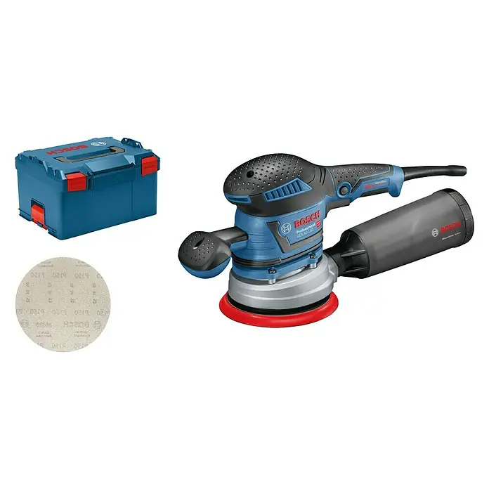Bosch Professional Elektro-Exzenterschleifer GEX 40-150 - 400 W, Durchmesser Schleifteller: 150 mm - Bosch Exzenterschleifer GEX 40-150 mit Zubehör.