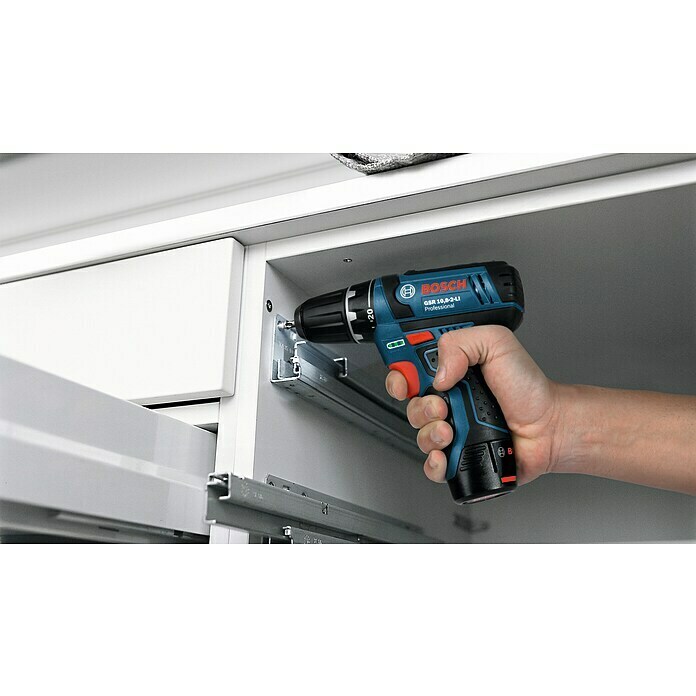 Bosch Professional Akku-Schlagbohrschrauber GSB 12V-1512 V, 2 Akkus, 2 Ah - 4 Ah, Leerlaufdrehzahl: 0 U/min - 1.300 U/min Use Shot