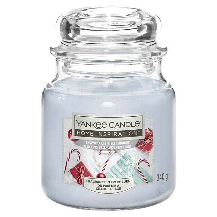 Yankee Candle Home Inspirations DuftkerzeIm Glas, Snowflakes & Sleighrides, Medium Front View