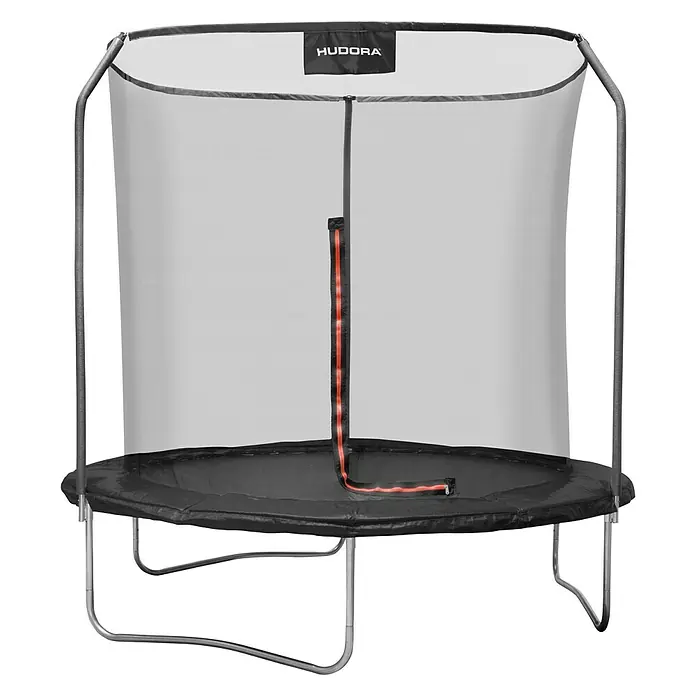 Hudora Trampolin First 250V - Durchmesser: 250 cm, Schwarz/Rot - Ein modernes HUDORA Trampolin mit Sicherheitsnetz für unbeschwerten Hüpfspaß im Garten oder auf der Terrasse.