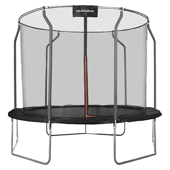 Hudora Trampolin First 300V - Durchmesser: 300 cm, Schwarz - Hier ist ein großes HUDORA Trampolin mit Sicherheitsnetz für sicheres Springen und Spielen im Freien.