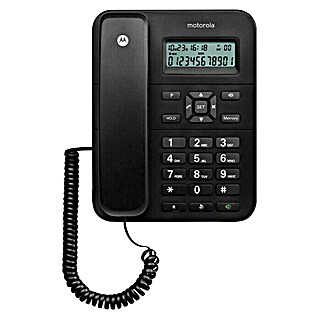 Motorola Teléfono fijo CT202 (Rellamada, Cable espiral, Negro)