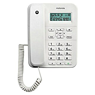 Motorola Teléfono fijo CT202 (Rellamada, Cable espiral, Blanco)