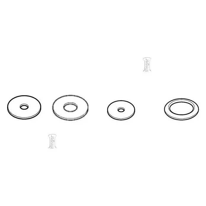 Roca Juntas de goma descargador Roca Inspira - Específico para: Cisterna WC Roca Inspira - Vista del producto: Un surtido de arandelas en varios tamaños y diseños, perfecto para diversas aplicaciones.