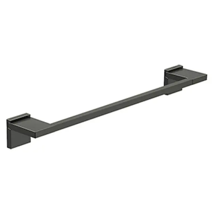 Roca Rubik Toallero de barra - Ancho: 40 cm, Negro - Barra de toalla negra y elegante con un diseño angular moderno, ideal para baños con estilo.