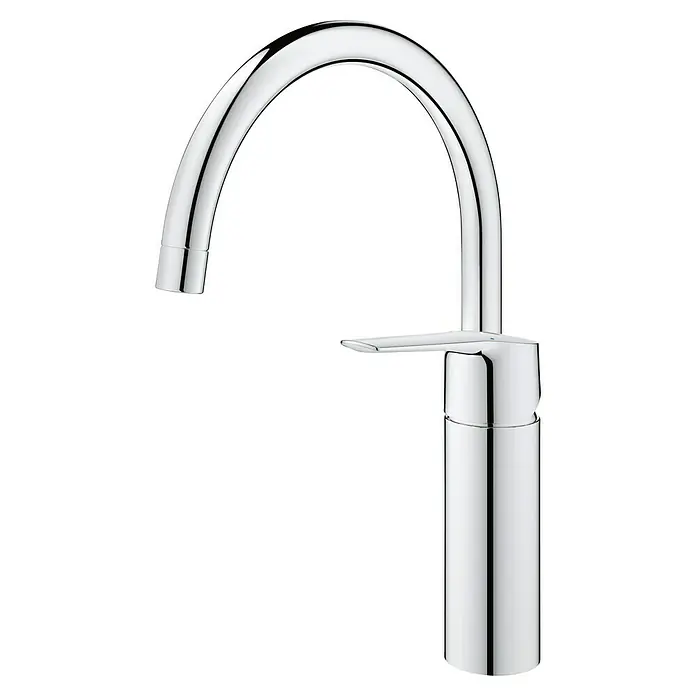 Grohe QuickFix Grifo de cocina Start 2021 - Profundidad del grifo: 183 mm, Cromo, Brillante - Elegante grifo cromado con caño curvo y maneta de palanca. Diseño moderno para baño o cocina, superficie pulida.