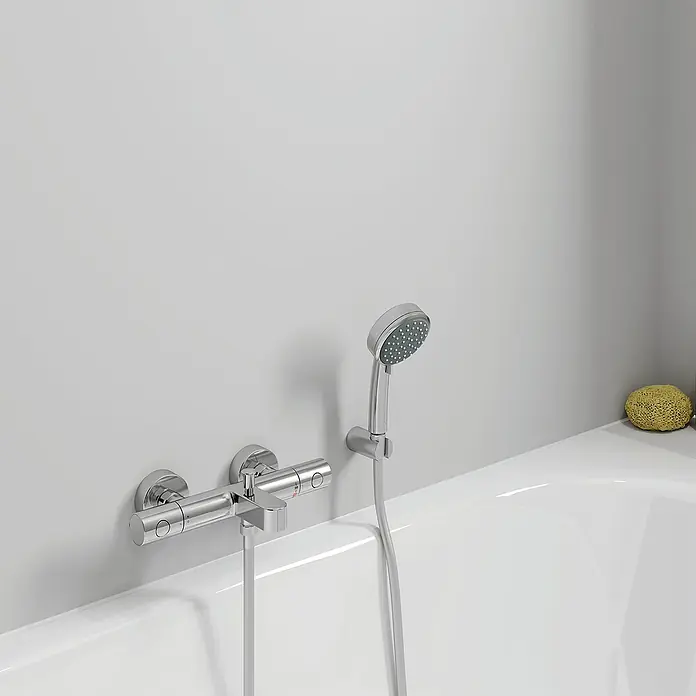 Grohe Precision Get Wannenthermostat - Chrom - Moderne Badewannenarmatur mit Handbrause und Temperaturregler für ein entspannendes Badeerlebnis.