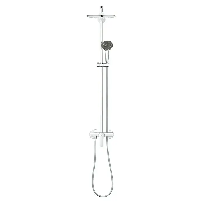 Grohe Vitalio Start Sistema de ducha 250 - Con grifo monomando, Número de tipos de chorro: 2 ud., Cromo/Negro - Sistema de ducha con rociador y teleducha. El sistema de ducha cromado ofrece un diseño moderno y una experiencia confortable.