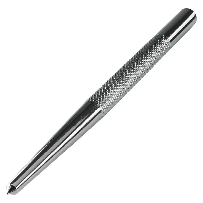 Wolfcraft Körner - L x B: 125 x 8 mm, Spitz - Metallkörner mit gerändeltem Griff und gehärteter Spitze, ideal zum Markieren von Materialien vor dem Bohren.