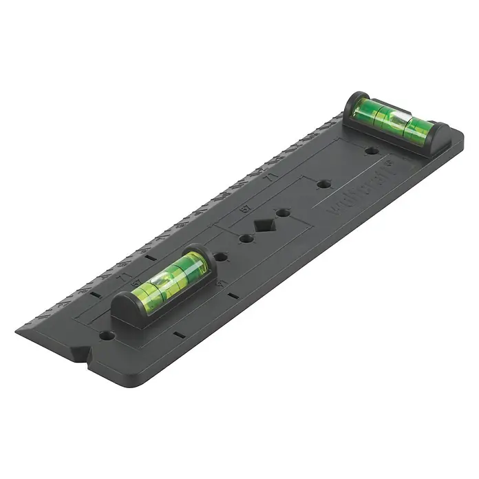 Wolfcraft Bohrschablone - 185 x 50 mm, Geeignet für: Hohlwanddosen - Wolfcraft Dübellehre mit zwei Wasserwaagen für präzises Ausrichten und Bohren. Ideal für Heimwerker und Profis.