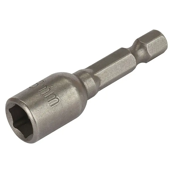 Wolfcraft Steckschlüssel CV - Schlüsselweite: 8 mm - Ein magnetischer Sechskant-Nuss-Einsatz, ideal für Schraubarbeiten, mit einer deutlich sichtbaren 8 mm Markierung.