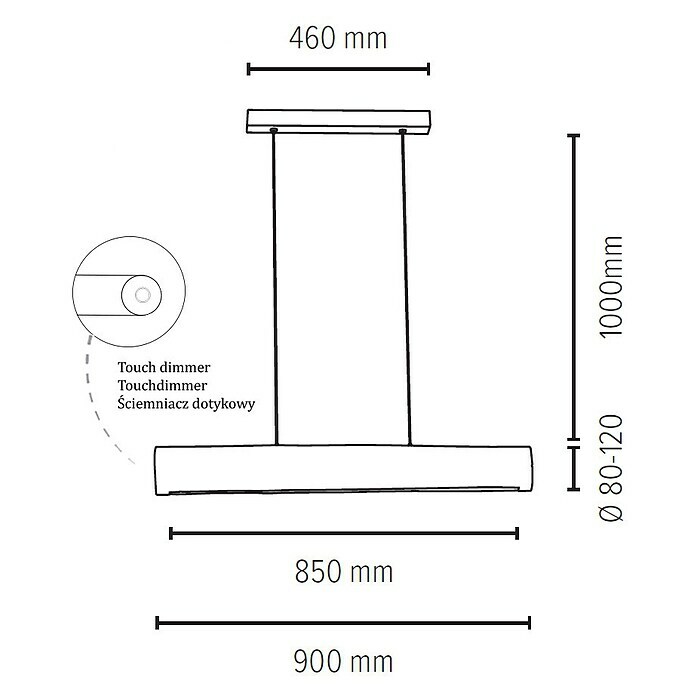 Spotlight LED-Pendelleuchte Lucas (25,5 W, Grau/Gebeizte Kiefer, 90 cm) | BAUHAUS