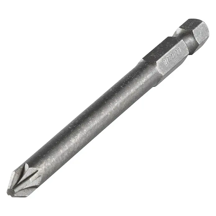 Wolfcraft Schraubendreherklinge Solid - PZ 2, Länge: 89 mm - Nahaufnahme eines Wellcraft-Schrauberbits. Das Bit ist aus Metall und hat einen Kreuzschlitzkopf. Ideal für Schraubarbeiten.