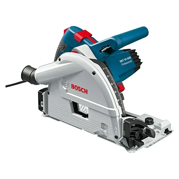 Bosch Professional Tauchsäge GKT 55 GCE - 1.400 W, Durchmesser Sägeblatt: 165 mm, Leerlaufdrehzahl: 6.250 U/min - Die Bosch GKT 55 GCE Professional Tauchsäge bietet Präzision und Leistung für professionelle Anwender. Ideal für saubere Schnitte in verschiedenen Materialien.