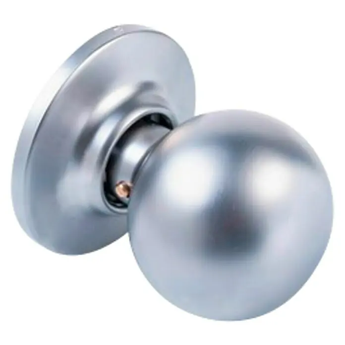 Tesa Assa Abloy Pomo giratorio 3900 CM - Acero - Un pomo de puerta de metal redondo y brillante con una roseta circular, ideal para interiores modernos.
