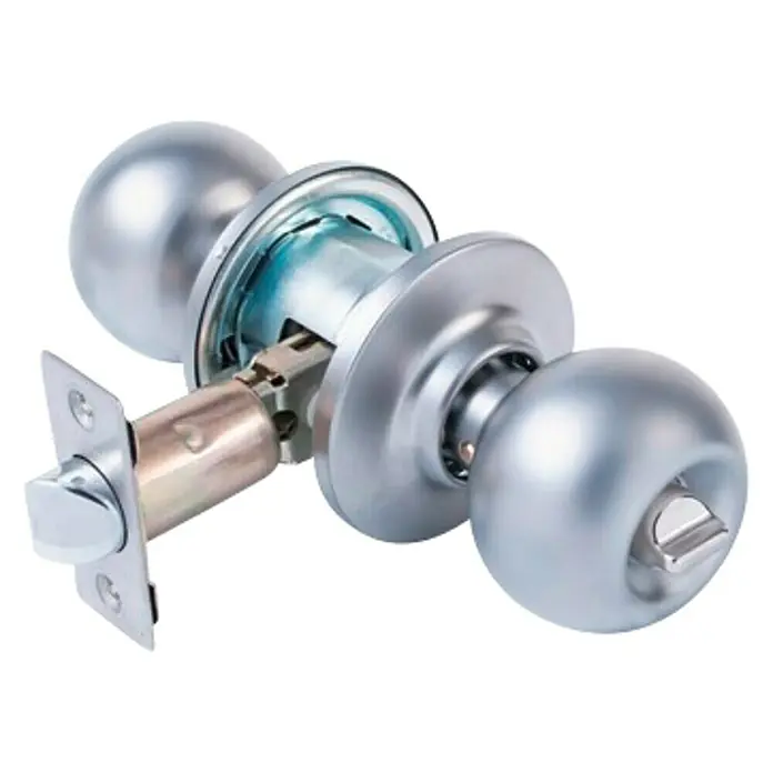 Tesa Assa Abloy Pomo giratorio 3900 CM - Acero - Un pomo de puerta plateado con mecanismo de bloqueo, ideal para puertas interiores. Construcción sólida para mayor seguridad.