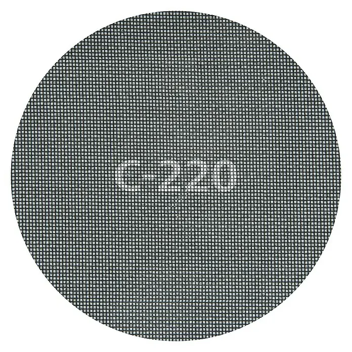 Wolfcraft Disco de lijado - Diámetro: 225 mm, Grano: 220 mm - Primer plano de una malla abrasiva C-220, que muestra una textura uniforme y un grano fino para un lijado preciso.