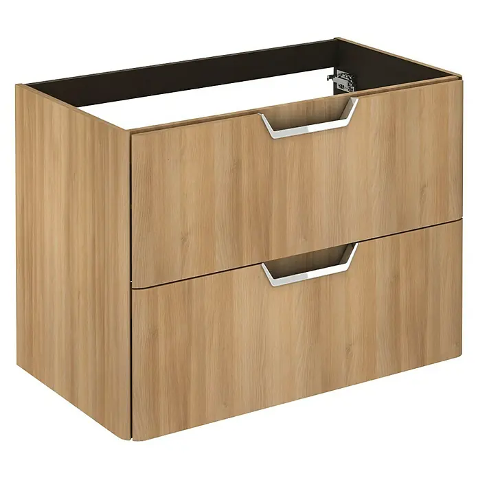 Beauty Waschtischunterschrank - 79,5 x 45 x 56,5 cm, Matt, Nordic Eiche - Moderne Waschtischunterschrank mit zwei Schubladen und Griffen in Silberoptik, ideal für jedes Badezimmer.