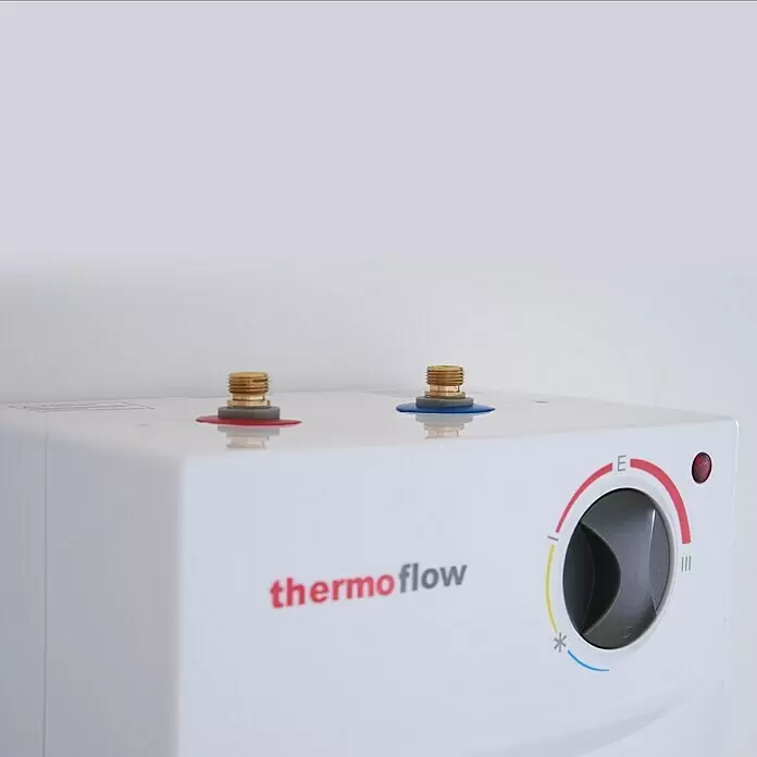 Thermoflow Warmwasserspeicher UT 5 mit Armatur - 5 l, 2.000 W, Temperaturbereich: 35 °C - 75 °C, Untertischmontage, Armatur - Detailaufnahme