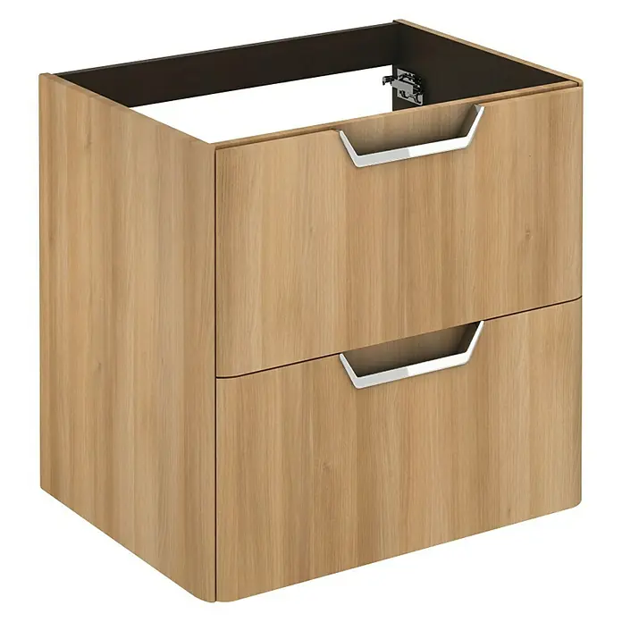 Beauty Waschtischunterschrank - 59,5 x 45 x 56,5 cm, Matt, Nordic Eiche - Moderne Waschtischunterschrank mit zwei Schubladen und eleganten Griffen, ideal für ein stilvolles Badezimmer.