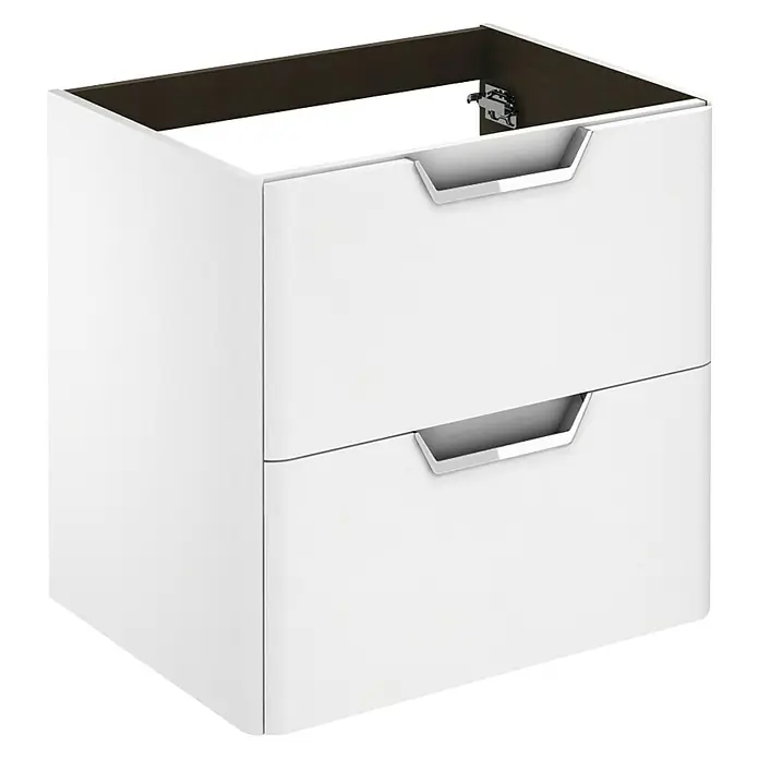 Beauty Waschtischunterschrank - 59,5 x 45 x 56,5 cm, Weiß, Hochglänzend - Moderner Badezimmerschrank mit zwei Schubladen und Griffen in Chrom-Optik für stilvolle Badgestaltung.