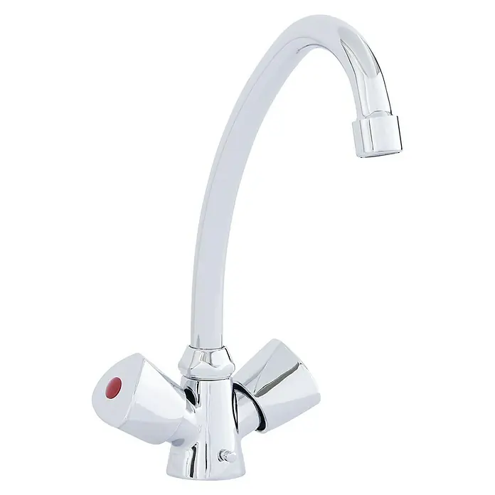 Thermoflow Warmwasserspeicher UT 5 mit Armatur - 5 l, 2.000 W, Temperaturbereich: 35 °C - 75 °C, Untertischmontage, Armatur - Chrom-Spültischarmatur mit einem Schwenkhals für die Küche, ideal für die Essenszubereitung und den Abwasch, mit zwei Griffen.
