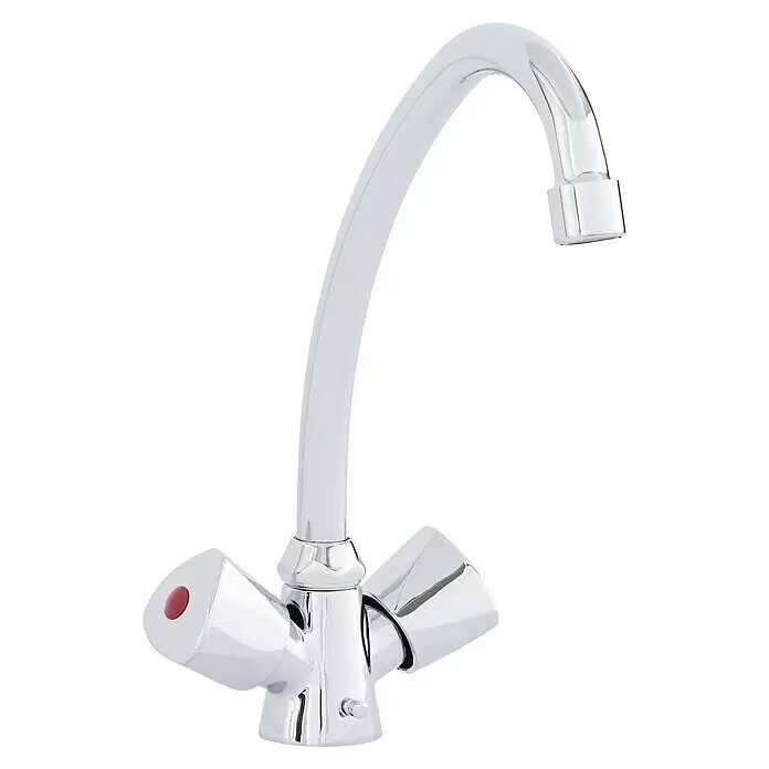 Thermoflow Spültischarmatur QMIX 12Chrom, Glänzend Diagonal View